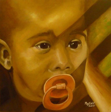 A járóka árnyékában 40x40 olaj farost Ár: 45.000 Ft